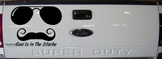 Cool Is In The Stache Mustache Funny Car or Truck Window Vinyl Decal Sticker (Black)