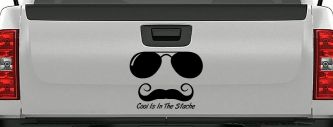 Cool Is In The Stache Mustache Funny Car or Truck Window Decal Sticker (Black)