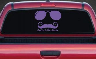 Cool Is In The Stache Mustache Funny Car or Truck Window Decal Sticker (Purple)