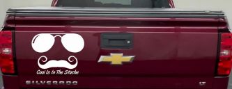 Cool Is In The Stache Mustache Funny Car or Truck Window Decal Sticker (White)