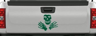 Crimson Ghost Skulls Car or Truck Window Decal Sticker (Dark Green)