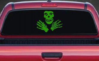 Crimson Ghost Skulls Car or Truck Window Decal Sticker (Lime)