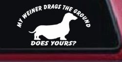 My Weiner Drags the Ground Does Yours Dachshund Dog Car or Truck Window Decal Sticker