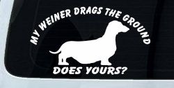 My Weiner Drags the Ground Does Yours Dachshund Dog Car or Truck Window Decal Sticker