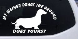 My Weiner Drags the Ground Does Yours Dachshund Dog Car or Truck Window Decal Sticker