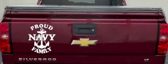 Proud Navy Anchor Family Military Car or Truck Window Decal Sticker (White)