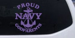Proud Navy Anchor Godparents Military Car or Truck Window Decal Sticker (Purple)