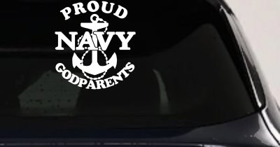 Proud Navy Anchor Godparents Military Car or Truck Window Vinyl Decal Sticker