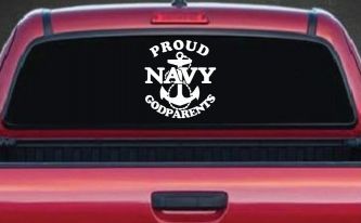 Proud Navy Anchor Godparents Military Car or Truck Window Decal Sticker