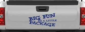 Big Fun In A Little Package Funny Car or Truck Window Vinyl Decal Sticker (Navy)