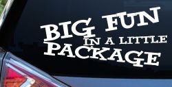 Big Fun In A Little Package Funny Car or Truck Window Decal Sticker