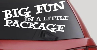 Big Fun In A Little Package Funny Car or Truck Window Vinyl Decal Sticker
