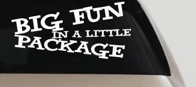 Big Fun In A Little Package Funny Car or Truck Window Vinyl Decal Sticker
