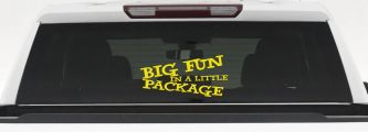 Big Fun In A Little Package Funny Car or Truck Window Decal Sticker (Yellow)