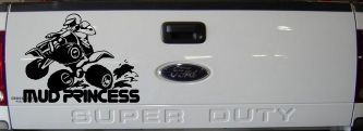 Mud Princess 4 Wheeler Off Road Car or Truck Window Vinyl Decal Sticker (Black)