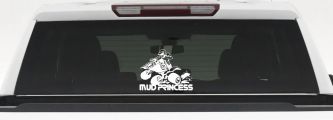 Mud Princess 4 Wheeler Off Road Car or Truck Window Decal Sticker (White)