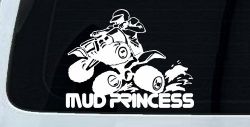 Mud Princess 4 Wheeler Off Road Car or Truck Window Decal Sticker