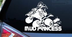 Mud Princess 4 Wheeler Off Road Car or Truck Window Decal Sticker