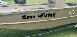 Gone Fishin Blazed Flame Text Fishing Car or Truck Window Decal Sticker (Black)