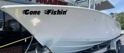Gone Fishin Blazed Flame Text Fishing Car or Truck Window Decal Sticker (Black)