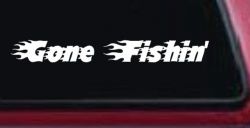 Gone Fishin Blazed Flame Text Fishing Car or Truck Window Decal Sticker