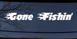 Gone Fishin Blazed Flame Text Fishing Car or Truck Window Decal Sticker