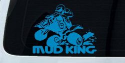 Mud King 4 Wheeler Off Road Car or Truck Window Decal Sticker (Blue)