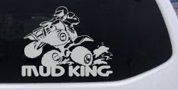 Mud King 4 Wheeler Off Road Car or Truck Window Decal Sticker (Light Gray)