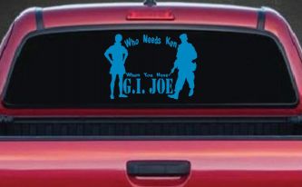 Who Needs Ken You Have GI Joe Military Car or Truck Window Vinyl Decal Sticker (Blue)