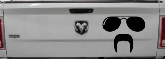 Sunglasses Fu Manchu Mustache Funny Car or Truck Window Decal Sticker (Black)