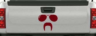 Sunglasses Fu Manchu Mustache Funny Car or Truck Window Decal Sticker (Burgundy)