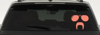 Sunglasses Fu Manchu Mustache Funny Car or Truck Window Decal Sticker (Coral)