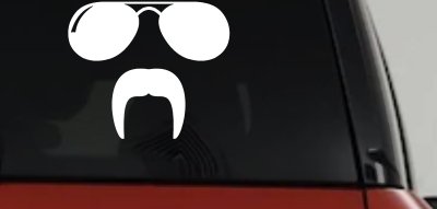 Sunglasses Fu Manchu Mustache Funny Car or Truck Window Vinyl Decal Sticker