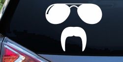 Sunglasses Fu Manchu Mustache Funny Car or Truck Window Decal Sticker