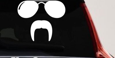 Sunglasses Fu Manchu Mustache Funny Car or Truck Window Vinyl Decal Sticker