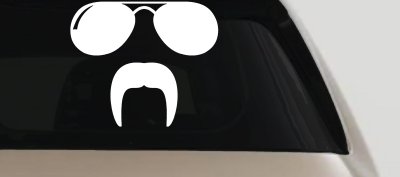 Sunglasses Fu Manchu Mustache Funny Car or Truck Window Vinyl Decal Sticker