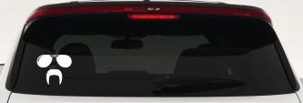 Sunglasses Fu Manchu Mustache Funny Car or Truck Window Decal Sticker (White)