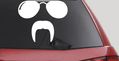 Sunglasses Fu Manchu Mustache Funny Car or Truck Window Vinyl Decal Sticker