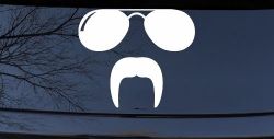 Sunglasses Fu Manchu Mustache Funny Car or Truck Window Decal Sticker