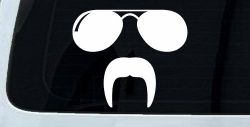 Sunglasses Fu Manchu Mustache Funny Car or Truck Window Decal Sticker