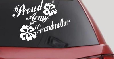 Proud Army Grandmother Hibiscus Flowers Military Car or Truck Window Vinyl Decal Sticker