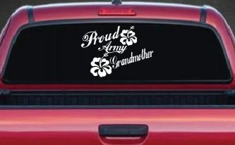 Proud Army Grandmother Hibiscus Flowers Military Car or Truck Window Decal Sticker