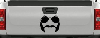 Sunglasses Mustache Mutton Chops Funny Car or Truck Window Decal Sticker (Black)