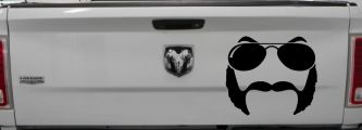 Sunglasses Mustache Mutton Chops Funny Car or Truck Window Vinyl Decal Sticker (Black)
