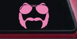Sunglasses Mustache Mutton Chops Funny Car or Truck Window Vinyl Decal Sticker (Pink)