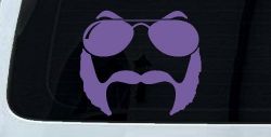 Sunglasses Mustache Mutton Chops Funny Car or Truck Window Decal Sticker (Purple)