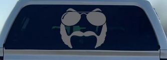 Sunglasses Mustache Mutton Chops Funny Car or Truck Window Vinyl Decal Sticker (Silver)