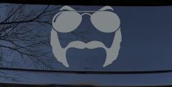 Sunglasses Mustache Mutton Chops Funny Car or Truck Window Vinyl Decal Sticker (Telegrey)