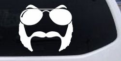 Sunglasses Mustache Mutton Chops Funny Car or Truck Window Decal Sticker