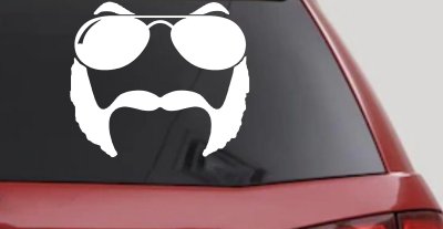 Sunglasses Mustache Mutton Chops Funny Car or Truck Window Vinyl Decal Sticker
